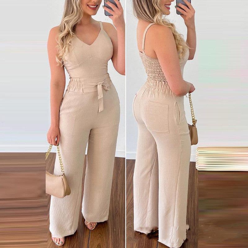 Women's Camisole Straight-leg Pants Casual Suit - Nioor