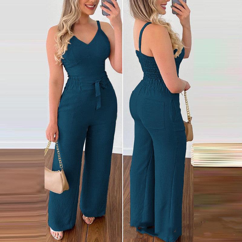 Women's Camisole Straight-leg Pants Casual Suit - Nioor