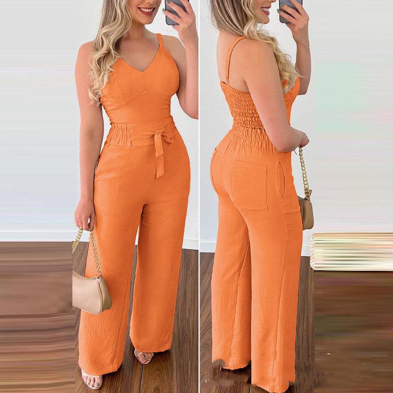 Women's Camisole Straight-leg Pants Casual Suit - Nioor