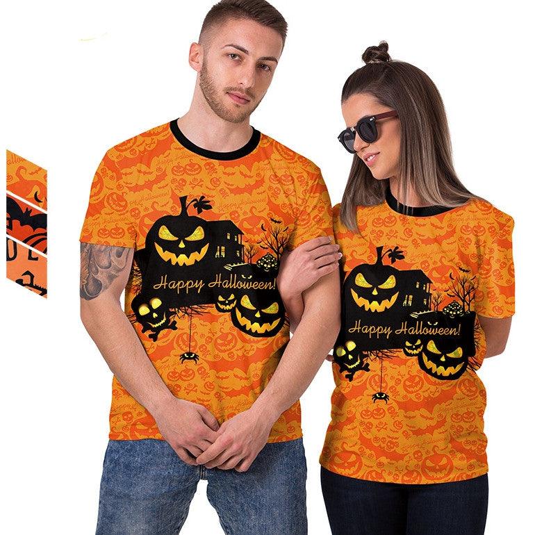 Women's Cartoon Pumpkin Casual Couple Digital Printed T-shirt - Nioor