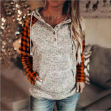 Women's Casual Long Sleeve Loose Hooded Color Matching Sweater - Nioor