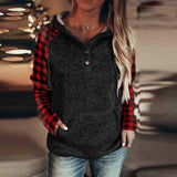 Women's Casual Long Sleeve Loose Hooded Color Matching Sweater - Nioor