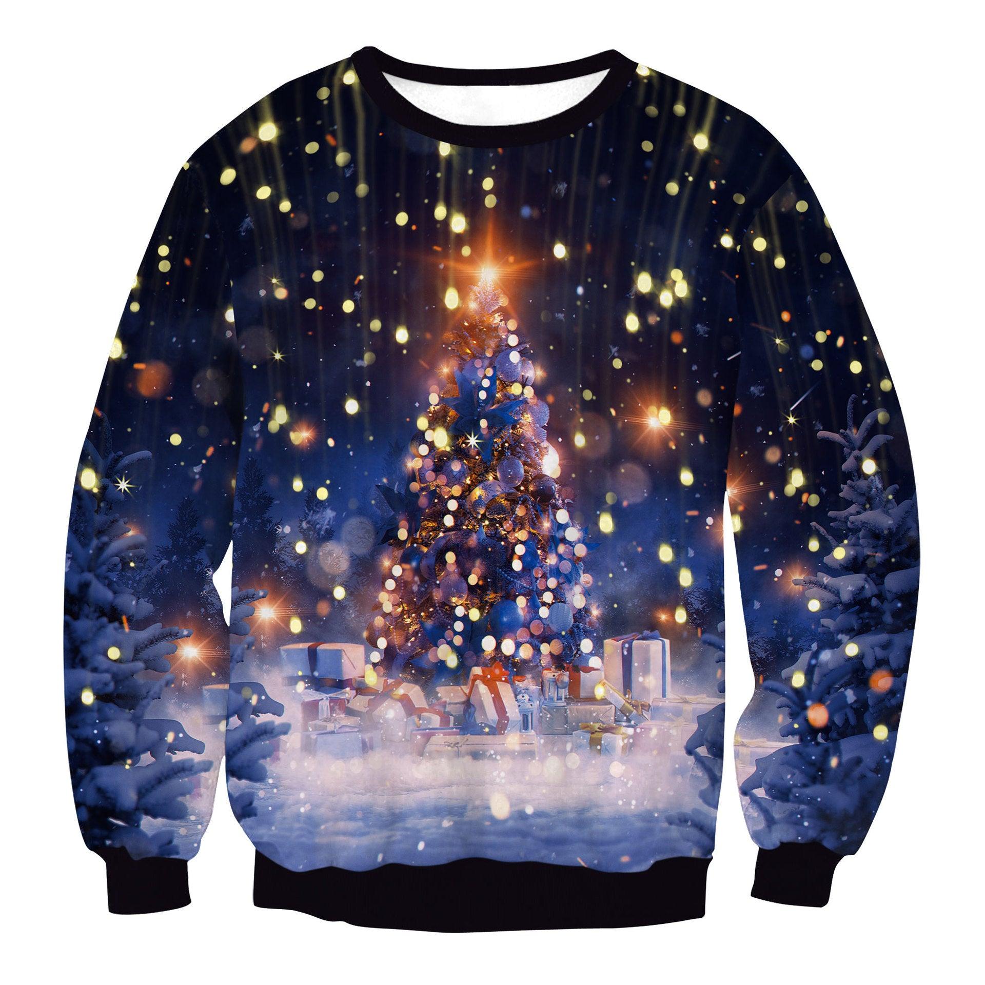 Women's Christmas Clothing Christmas Elk Digital Printed Round Neck Sweater - Nioor