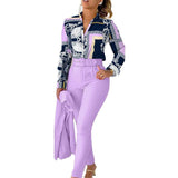 Women's Clothing New Elegant Printed Trousers Long Sleeve Fashion Casual Set - Nioor