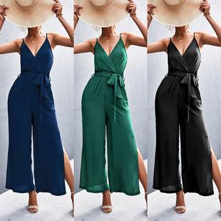 Women's Clothing New Hot Sale V-neck Strap Split Jumpsuit - Nioor