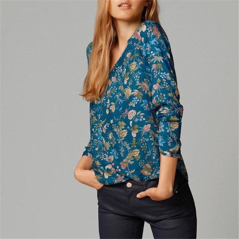 Women's Clothing V-neck Shirt Print Impermeable - Nioor