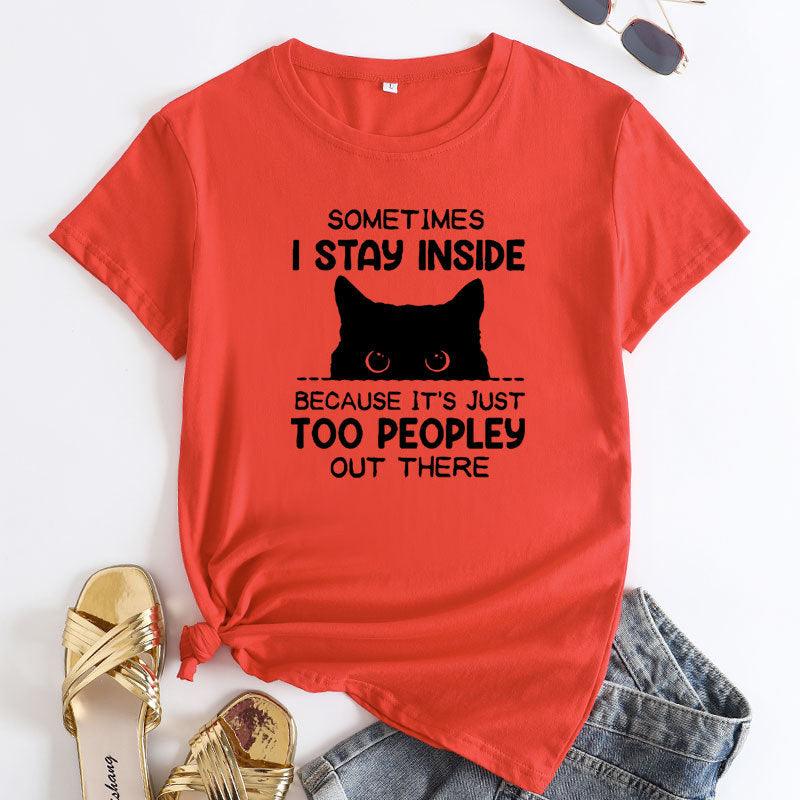 Women's Cotton Round Neck Short-sleeved T-shirt - Nioor