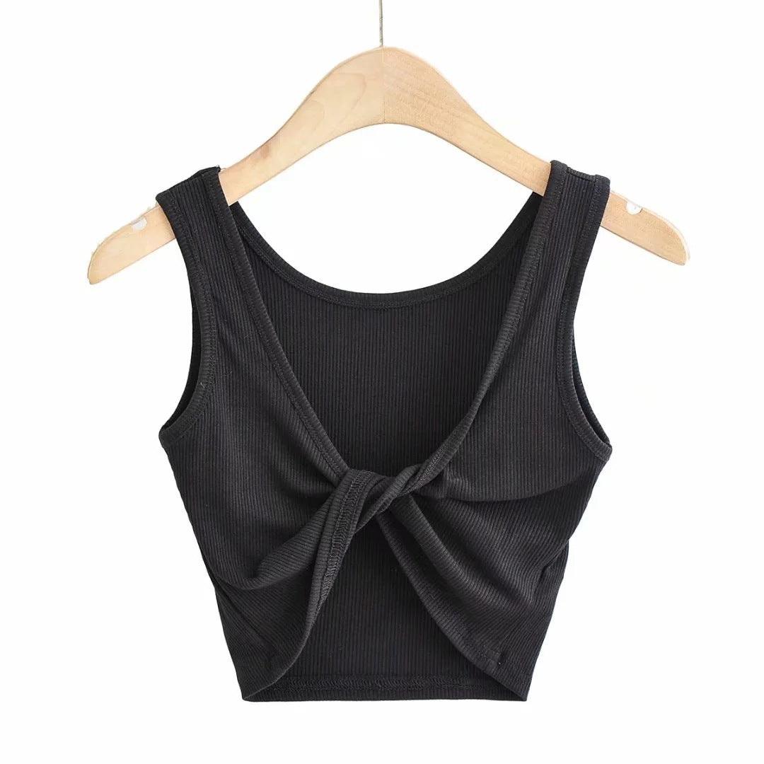 Women's Cross V-neck Knotted Chest-wrapped Vest - Nioor