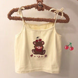 Women's Cute Bear Printed Short Small Sling Vest - Nioor