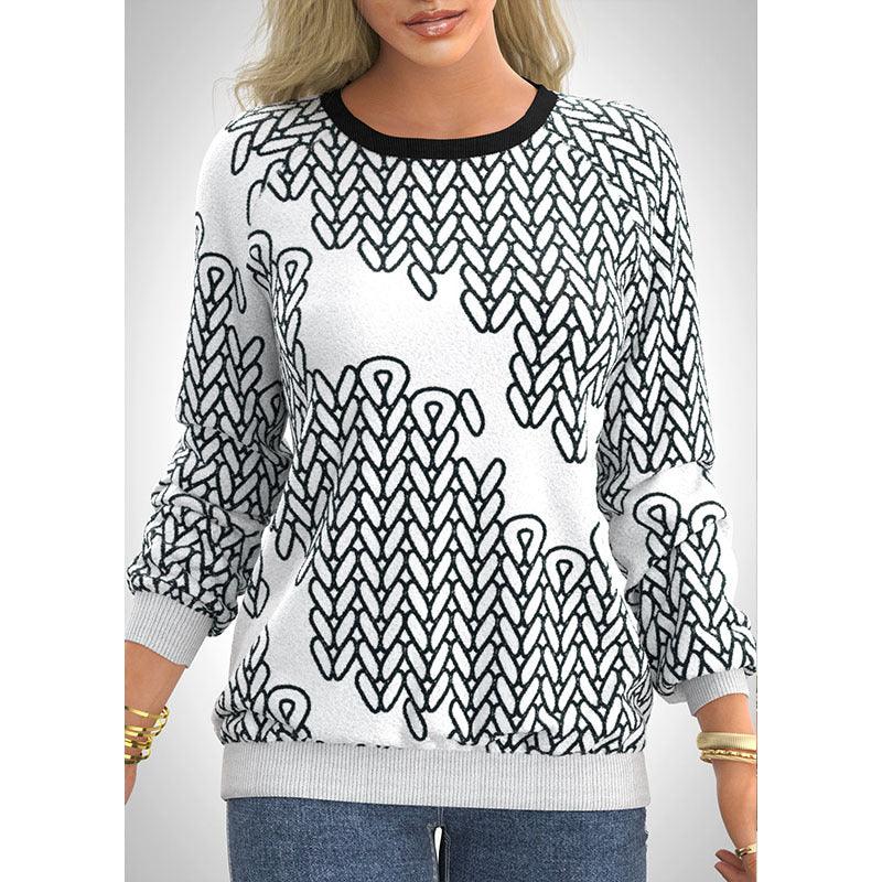 Women's Digital Printing Raglan Sleeve Sweater - Nioor