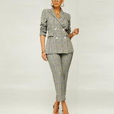 Women's Elegant Slim Plaid Business Suit - Nioor