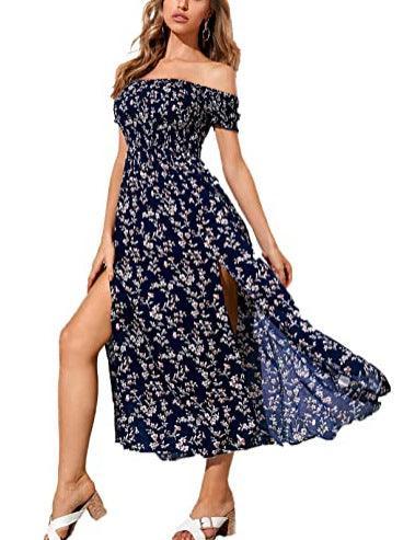 Women's Fashion Casual Bohemian Floral Print Dress - Nioor