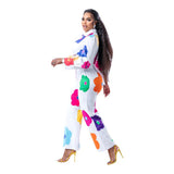 Women's Fashion Casual Digital Printed Flowers Blouse And Pants - Nioor