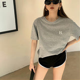 Women's Fashion Casual Letter Print Short T-shirt - Nioor