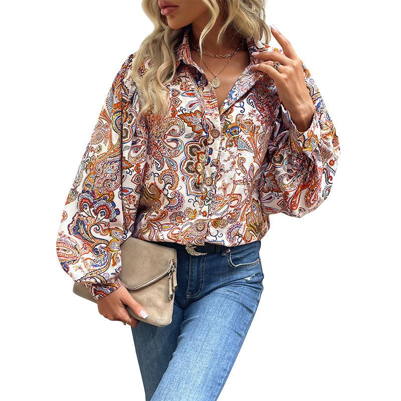 Women's Fashion Casual Loose Printed Shirt - Nioor