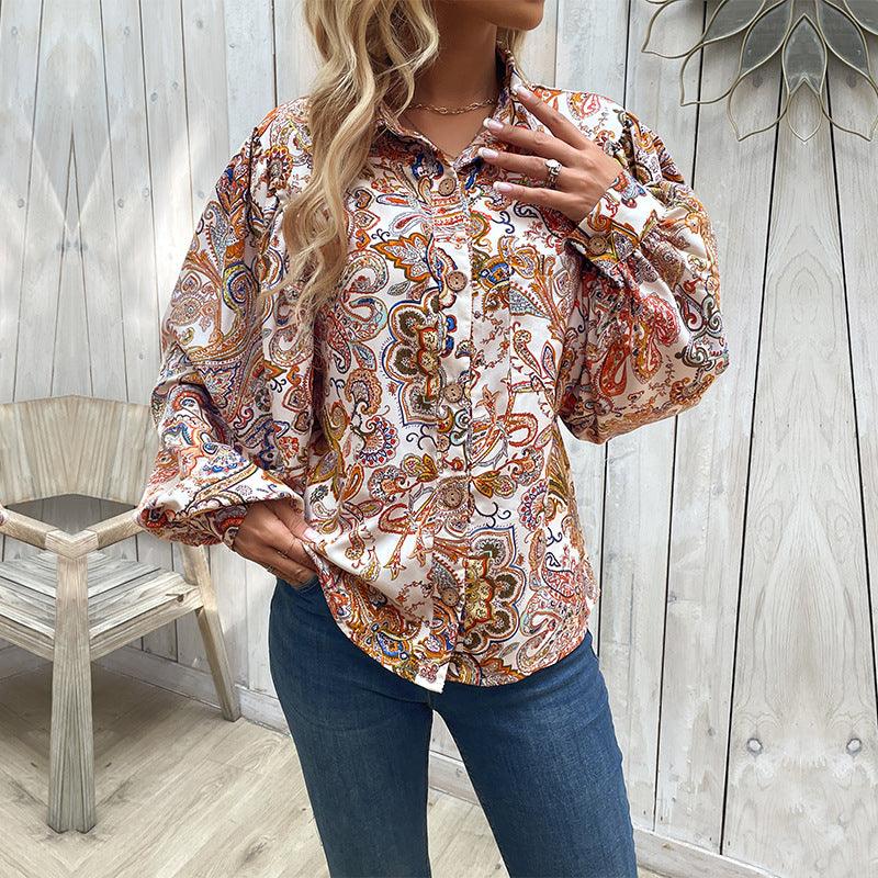 Women's Fashion Casual Loose Printed Shirt - Nioor