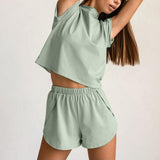 Women's Fashion Casual Short-sleeved Shorts Sports Suit - Nioor