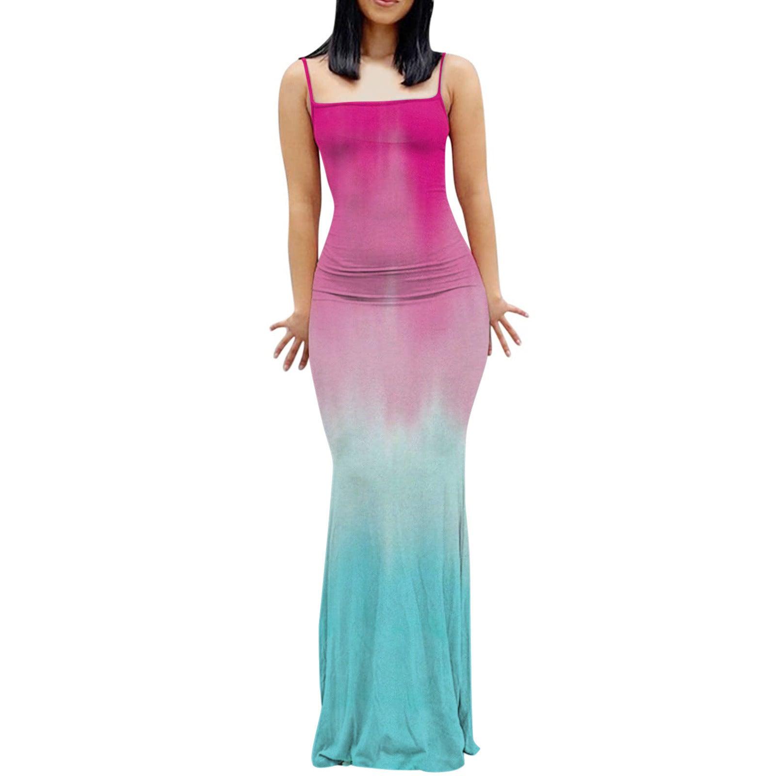 Women's Fashion Casual Slim Digital Printing Long Dress - Nioor