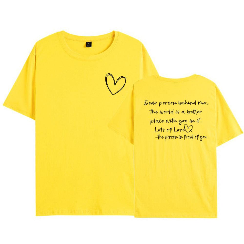 Women's Fashion Dear Person BEHIND ME Heart Printing T-shirt - Nioor