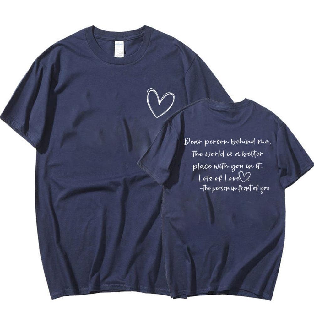 Women's Fashion Dear Person BEHIND ME Heart Printing T-shirt - Nioor