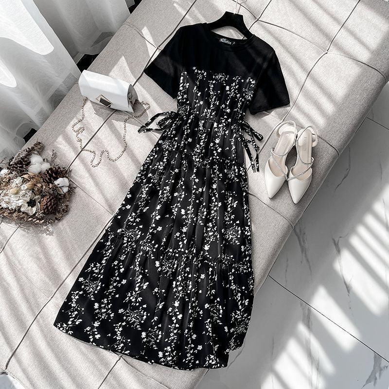 Women's Fashion Elegant Floral Chiffon Dress - Nioor