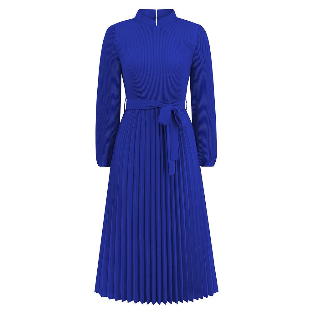 Women's Fashion Graceful Stand Collar Puff Sleeve Dress - Nioor