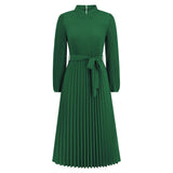 Women's Fashion Graceful Stand Collar Puff Sleeve Dress - Nioor