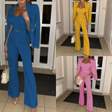 Women's Fashion Long Sleeve Small Suit Jumpsuit Two-piece Suit - Nioor