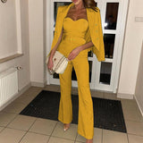 Women's Fashion Long Sleeve Small Suit Jumpsuit Two-piece Suit - Nioor