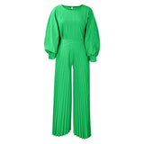 Women's Fashion Loose Casual Shirt Top Wide Leg Pants Two-piece Set - Nioor