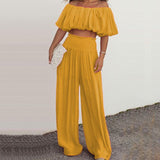 Women's Fashion Off-shoulder Wide-leg Pants Two-piece Set - Nioor