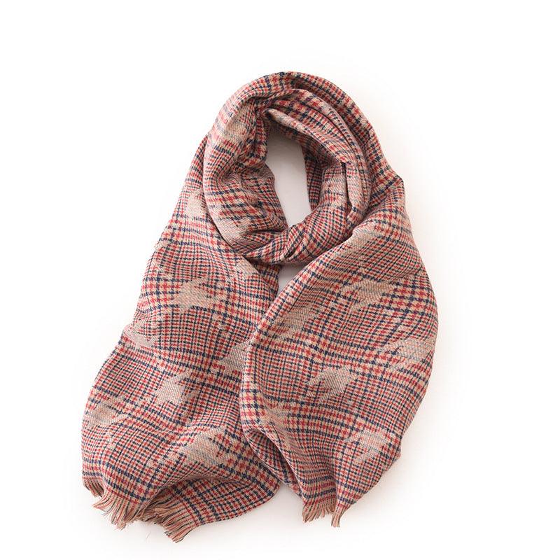 Women's Fashion Printed Houndstooth Warm Scarf - Nioor