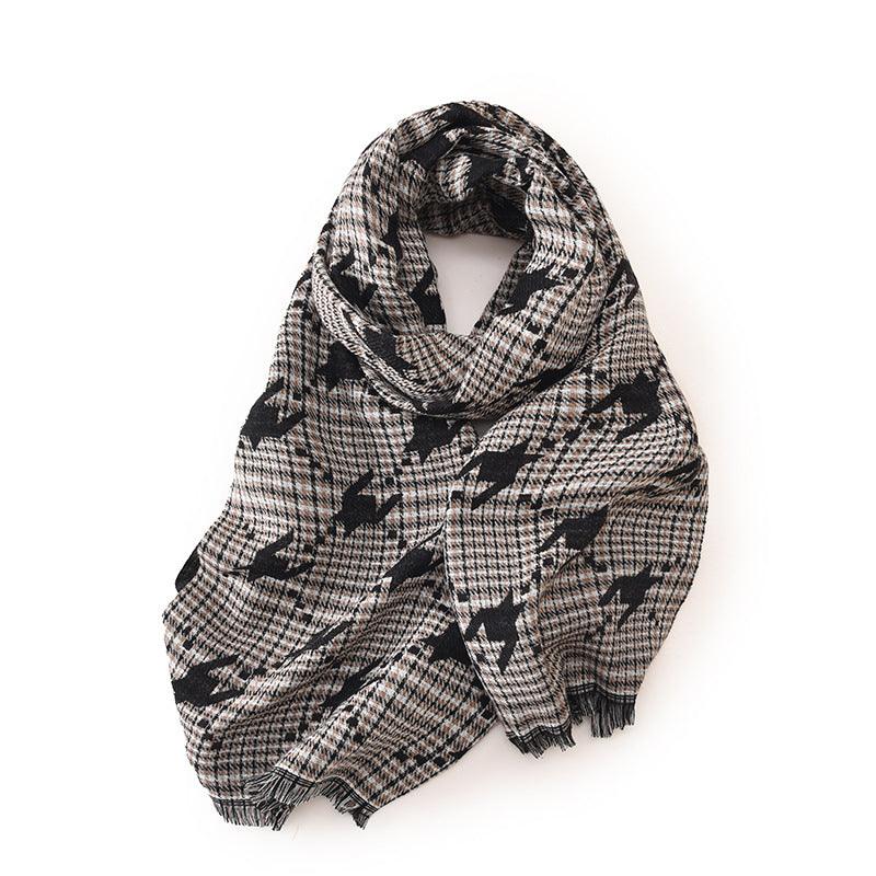 Women's Fashion Printed Houndstooth Warm Scarf - Nioor