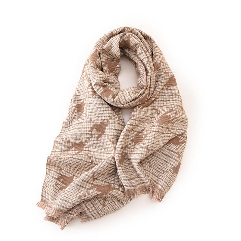 Women's Fashion Printed Houndstooth Warm Scarf - Nioor