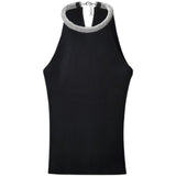 Women's Fashion Sleeveless Slim Round Neck Diamond Halter Spaghetti-strap Camisole Top - Nioor