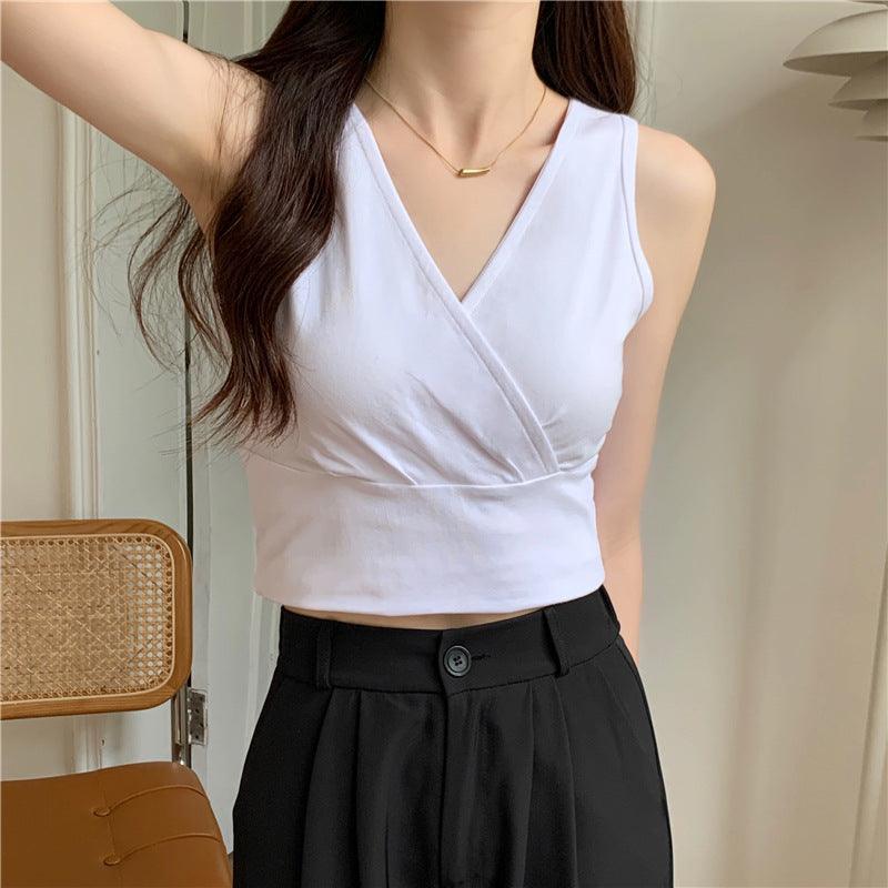 Women's Fashion Slim Fit Slimming V-neck Waist Trimming Short Vest - Nioor