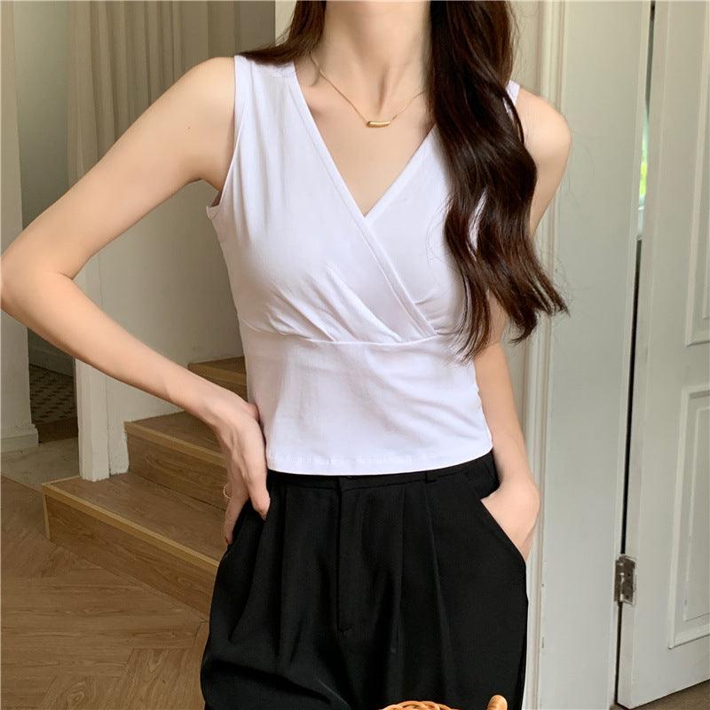 Women's Fashion Slim Fit Slimming V-neck Waist Trimming Short Vest - Nioor