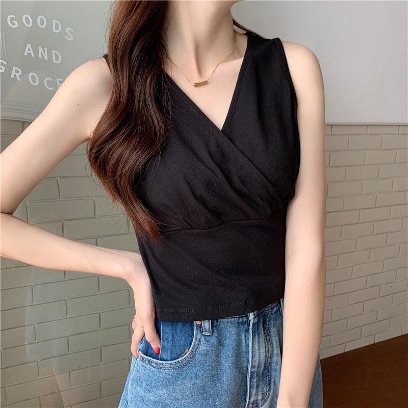 Women's Fashion Slim Fit Slimming V-neck Waist Trimming Short Vest - Nioor