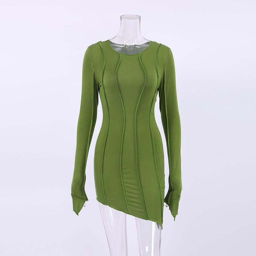 Women's Fashion Slim-fit Turtleneck Solid Color Dress - Nioor