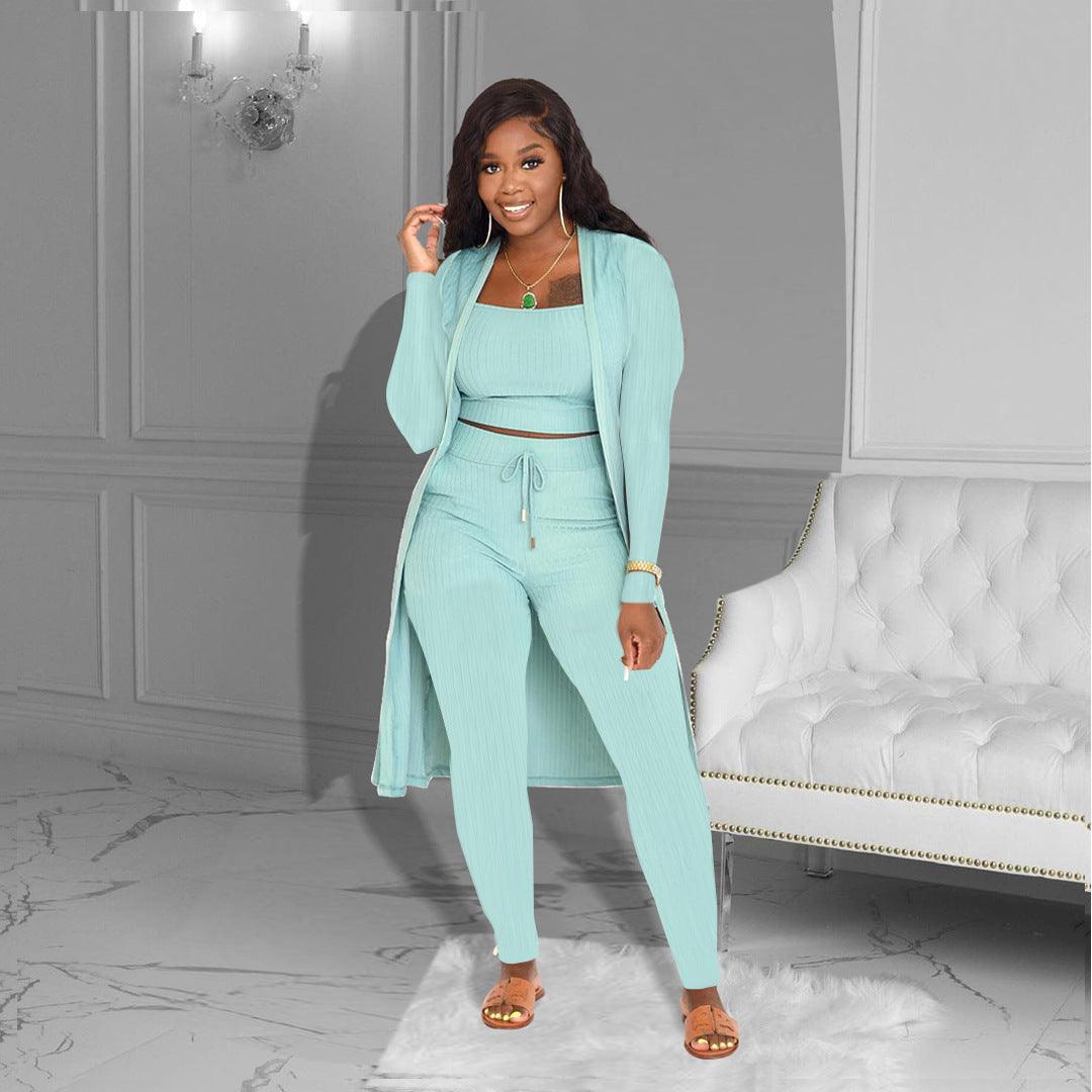 Women's Fashion Solid Color Three-piece Suit - Nioor