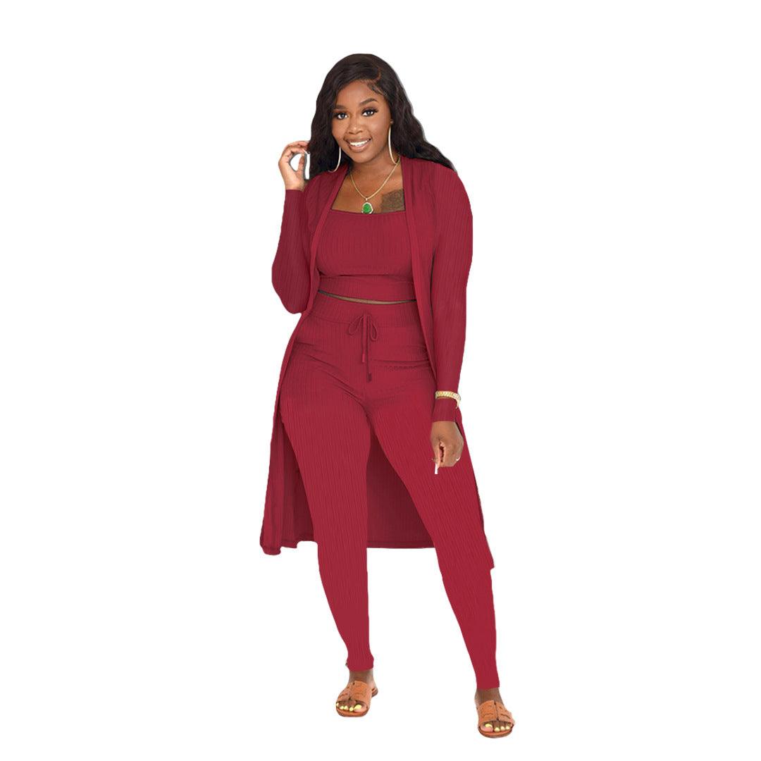 Women's Fashion Solid Color Three-piece Suit - Nioor