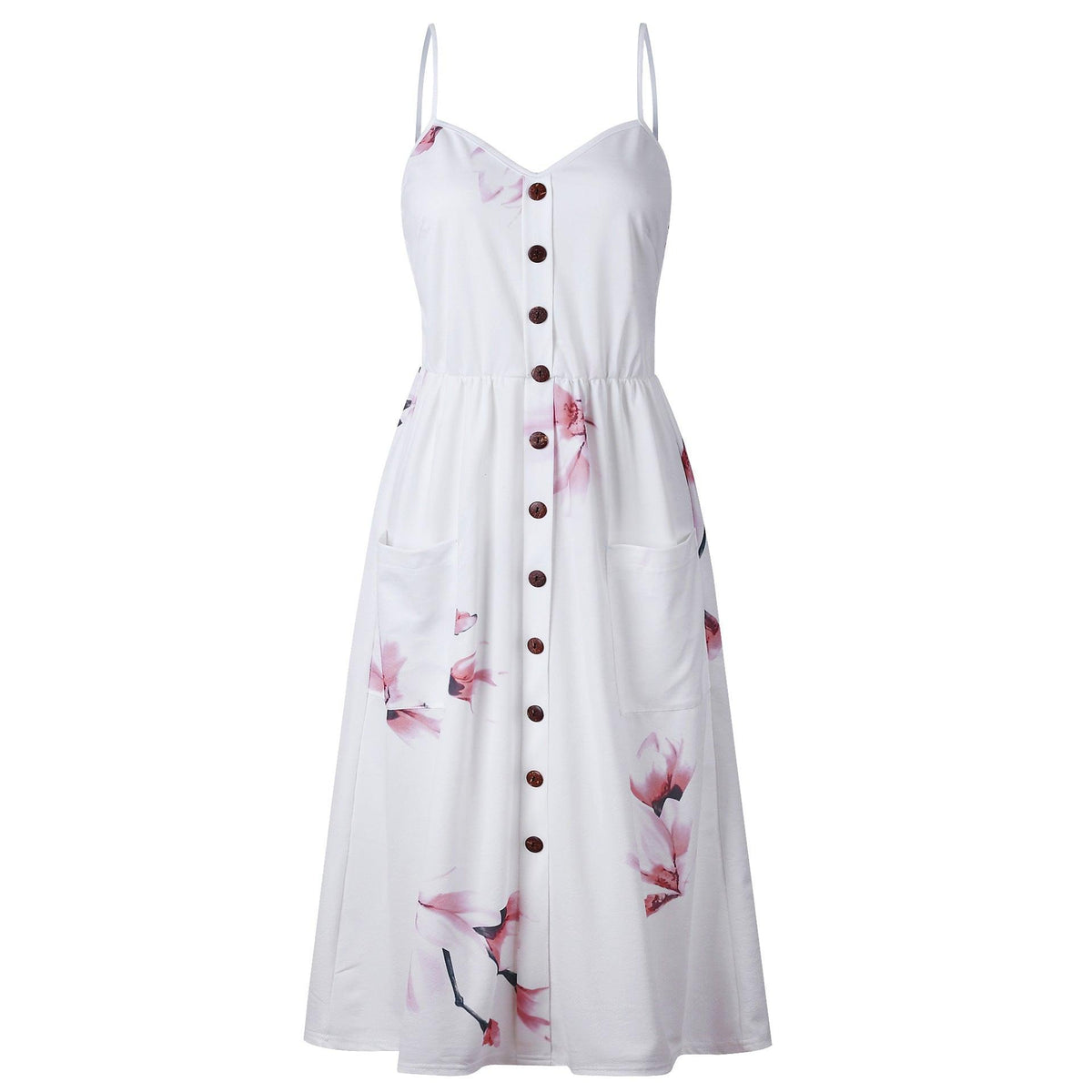 Women's Fashion Suspenders Floral Dress - Nioor