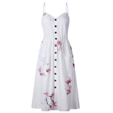 Women's Fashion Suspenders Floral Dress - Nioor