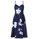 Women's Fashion Suspenders Floral Dress - Nioor