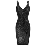 Women's Fashion Temperament Camisole V-neck Sequins Skinny Sheath Evening Dress - Nioor