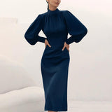 Women's Fashion Temperament High Collar Long Sleeve Dress - Nioor