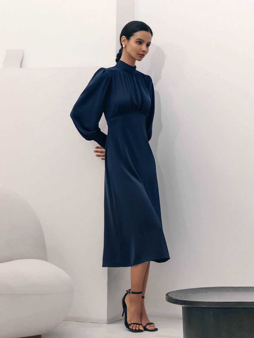 Women's Fashion Temperament High Collar Long Sleeve Dress - Nioor