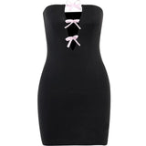 Women's Fashion Tube Top Cross Tied Dress - Nioor