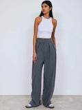 Women's Fashion Versatile Wide Stitching Contrast Color Wide-leg Pants - Nioor