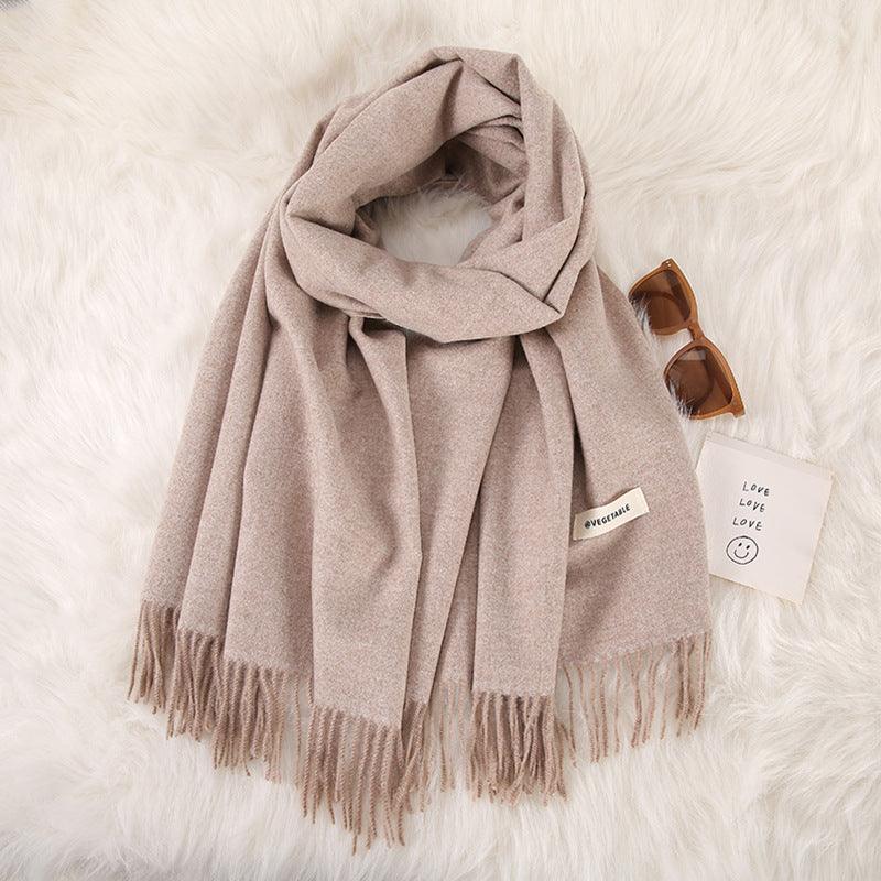 Women's Fashionable All-match Cashmere Tassel Double-sided Scarf - Nioor